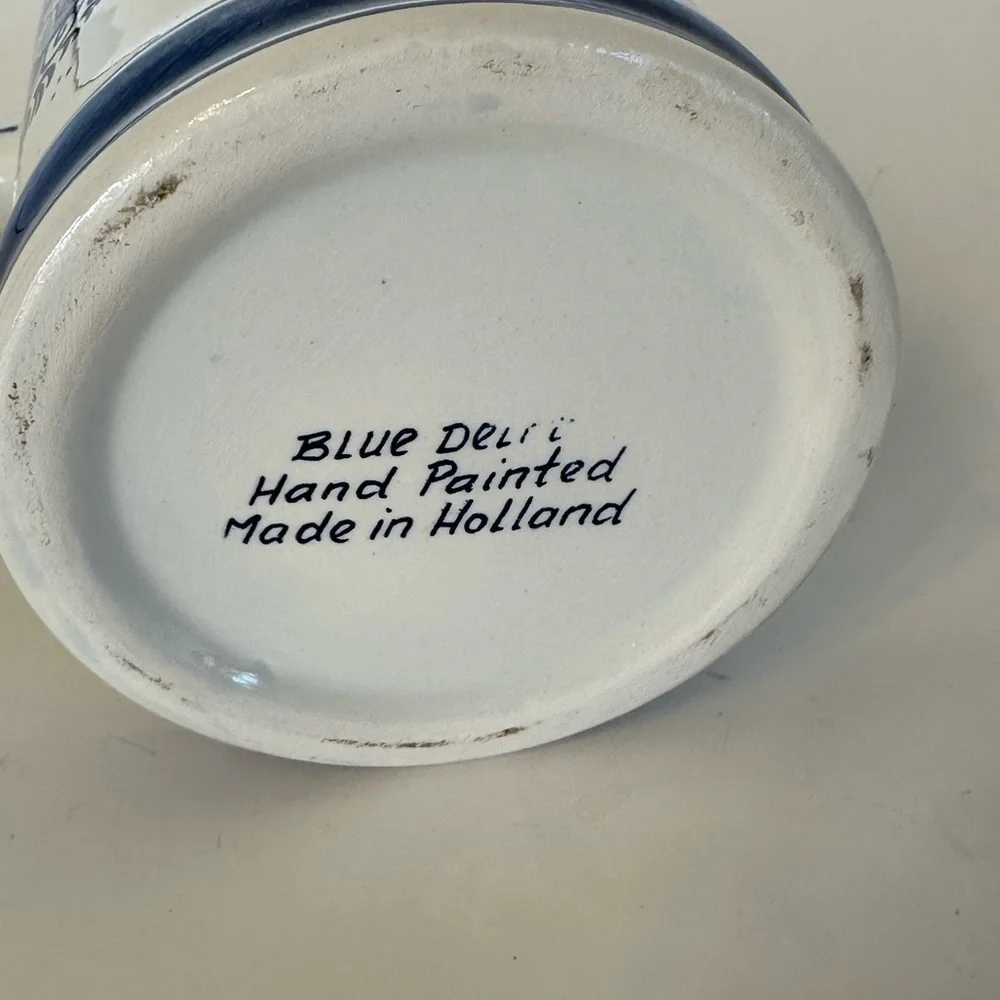 Vintage Heineken Delft Blue & White Hand Painted in Holland  Ceramic Beer Stein
